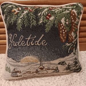 Vintage Yuletide Tapestry Accent Pillow 8" X 8"
